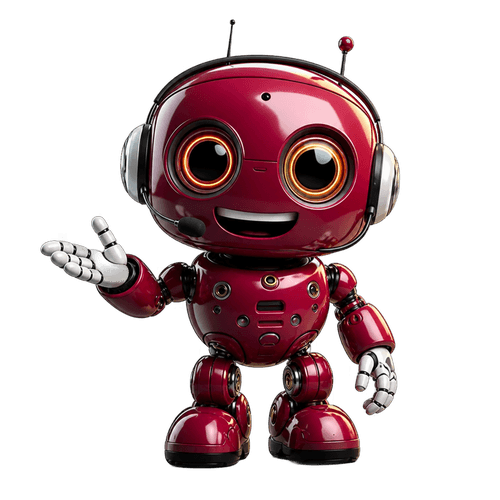 Heppu, the red robot, talking on the phone